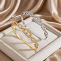 Overseas Western Chain Full Diamond Cutout Bangle Fashionable Light Luxury New Geometric Bracelet Premium Versatile Hand Jewelry