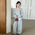 Girls' Loose Hoodie Striped Flap Back Sweatpants Set