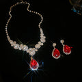 French Imperial Breeze Rhinestone Flower Teardrop Necklace Set Fashionable Clavicle Chain Light Luxury Premium Necklace Women
