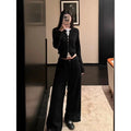 Women's Fall Slimming Knit Wool Long Sleeve Fitted Fake Two-Layer Cardigan + Top 2026 - Black