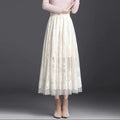 High Waist Hollow-Out Swing Beaded Skirt + Long Skirt