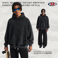 ARTIE Men's Fall/Winter Distressed Ripped Boxy Fleece-Lined Hoodie
