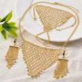 Amazon Overseas Fashionable Western 18K Gold Net Form Fringe Necklace Bracelet Set Earrings Ring Banquet Set