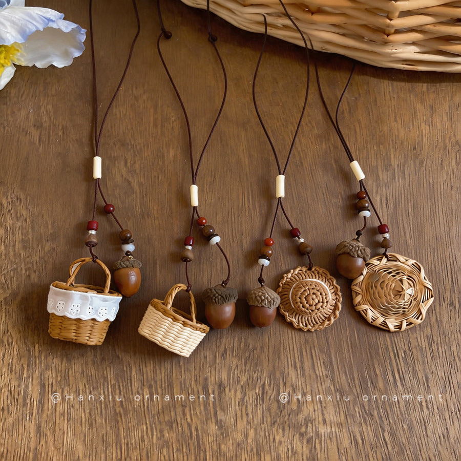 Bohemian Wooden Bead Woven Round Necklace - view 2