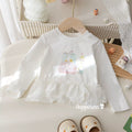 Girls' Lace Trim Printed Top - Fall