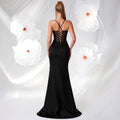 Women's Spaghetti Strap Tulle Patchwork Slim Fit Sexy Evening Gown Party