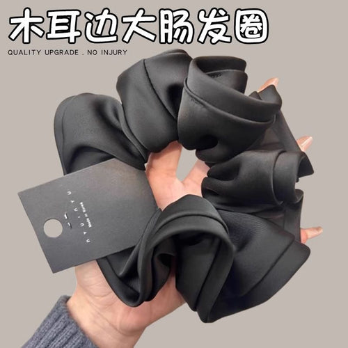 Large Cord Hair Tie Korean Style Elegant Premium Scalloped Satin Hair Tie 5 New Bun High-Stretch Force Hair String