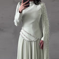 2026 Crystal-Trimmed Shawl Light Green Elegant Long Dress Set