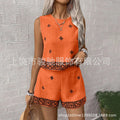 Women's Ethnic Retro Embroidered Lightweight Tank Top 2-Piece Set 2026 - CD-1