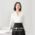 Office Professional Chiffon Long Sleeve V-Neck Shirt