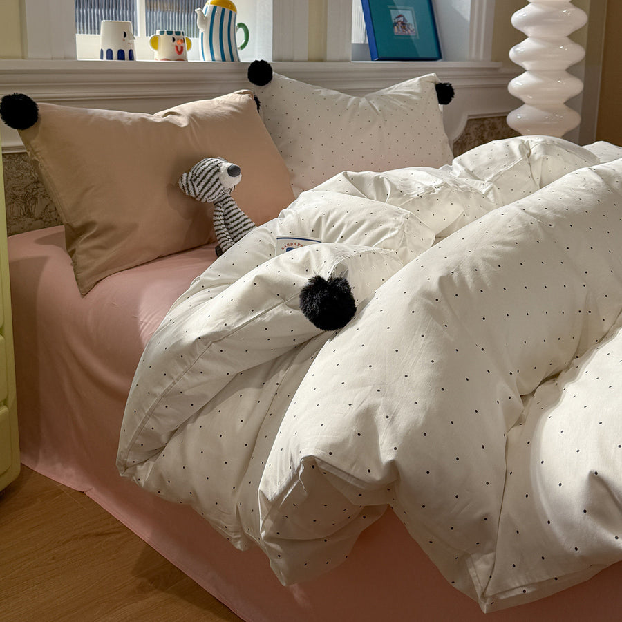 Classic Polka Dot Cotton 4-Piece Bedding Set – Multiple Colors - view 3