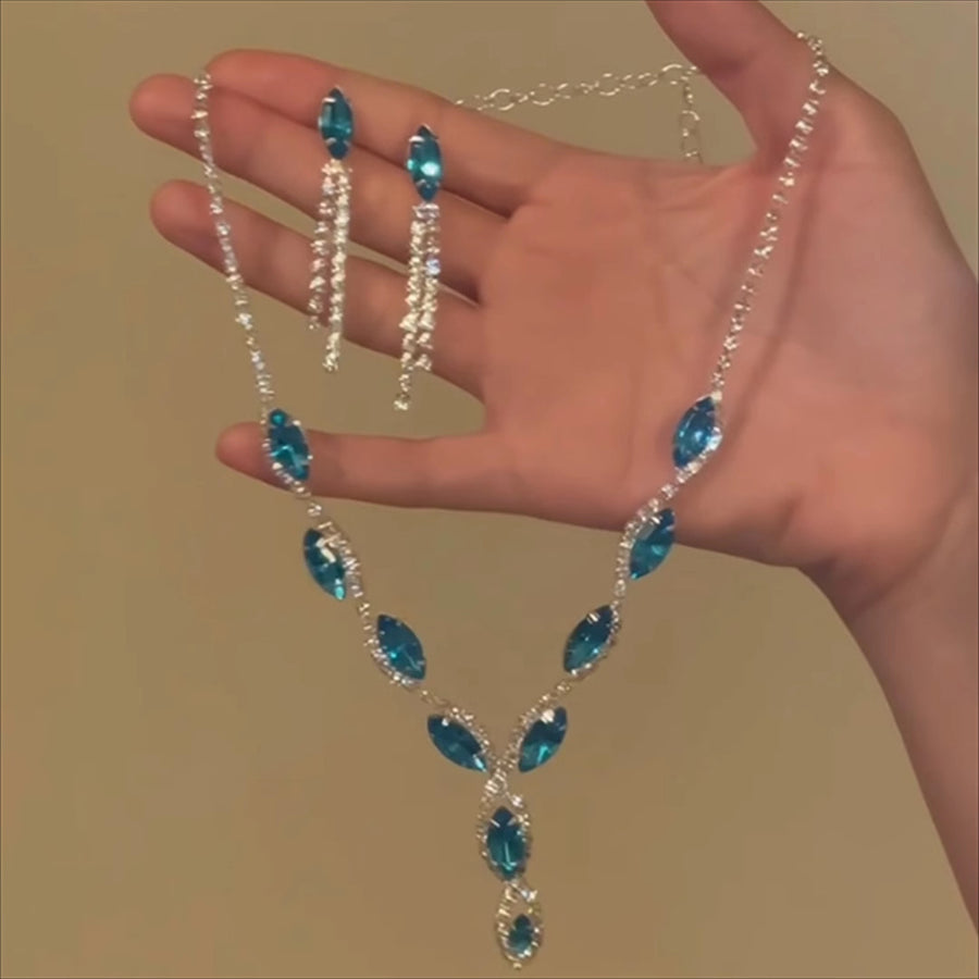 Sparkling Zircon Butterfly Flower Pendant Necklace - view 9
