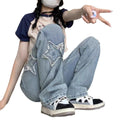Spring-Summer Embroidered High Waist Loose Wide Leg Straight Leg Pants