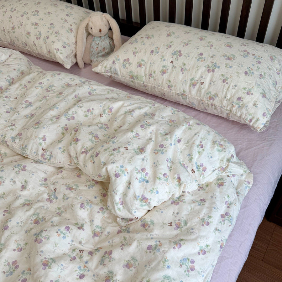 Rose Small Flower Cute Bear Double-Gauze Cotton 4-Piece Bedding Set - view 4