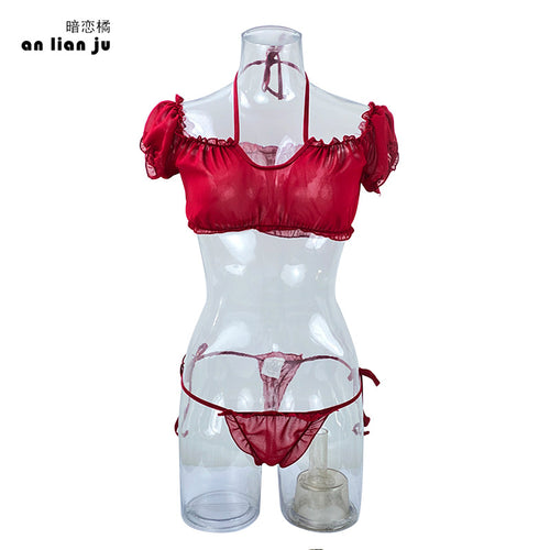 亚马逊Wish速卖通性感家居服情绪内衣雪纺诱惑两件套睡衣制服9001