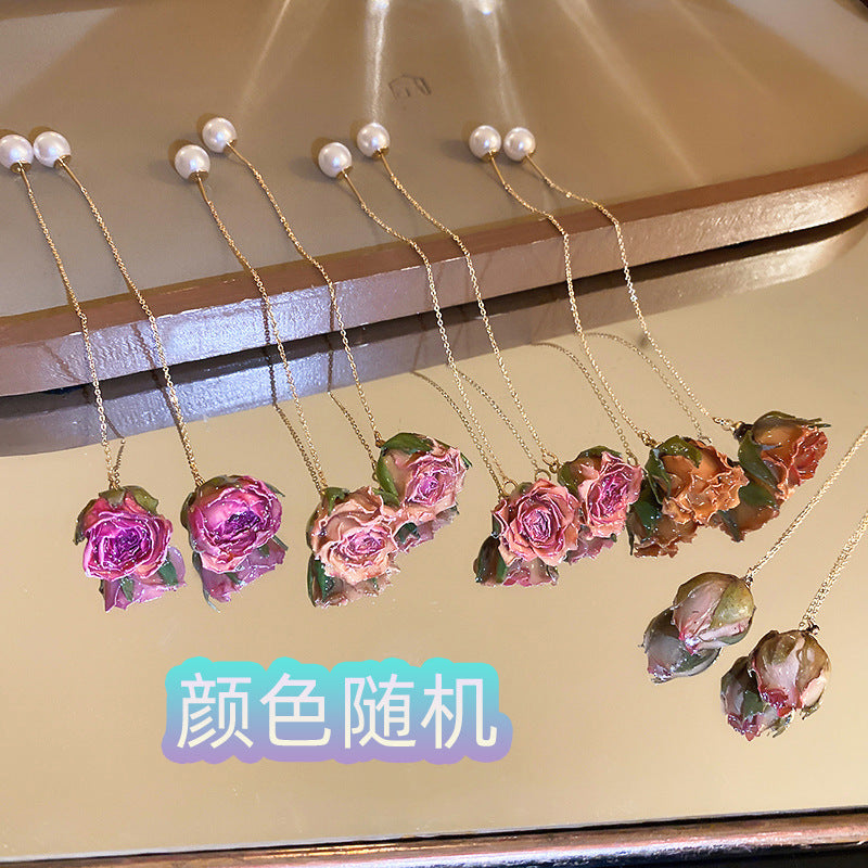 Preserved Flower Rose Drop Earrings - view 7