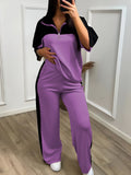 Spring-Summer Sporty Casual Wide Leg Pants 2-Piece Set