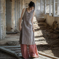 Women's Fall Chinese Ramie Linen Cotton Frog Button Lightweight Dress 2026 - As Pictured