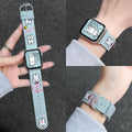 For applewatchs10 Watch Band 11 Denim Embroidered s9 Wrist Strap Real Leather iwatchs10 Niche Summer Day