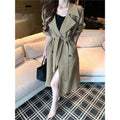 Women's Fall Retro Elegant Long Jacket + Coat 2026 | Trendy Jacket - Khaki Trench Coat
