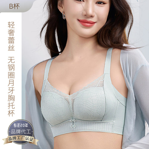 988新款性感蕾丝小胸聚拢无侧骨无钢圈防下垂文胸舒适收副乳内衣