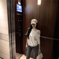 Off-Shoulder Oversized T-Shirt - Casual Solid Color Irregular Hem Short Sleeve Top