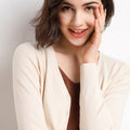 Women's Fall Korean Fashion V-Neck Cropped Knit Top + Cardigan 2026 - White