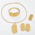 Overseas Export Western Metal Rose Flower Necklace Bracelet Set Earrings Ring Knot Wedding Middle East Women Banquet Set