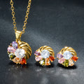 Fresh Sweet Colorful Cubic Zirconia Flower Stud Korean Style Fashionable Earrings Women Light Luxury Premium Versatile Spring/Summer Earrings