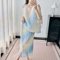 Issey Miyake Style Gradient Two-Piece Set - Sleeveless Top plus Fringe Skirt