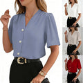 Spring-Summer Casual Fashion Short Sleeve V-Neck Shirt