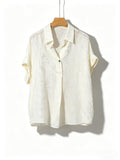 Summer Fashion Mulberry Silk Silk-Linen Short Sleeve Double-Layer Lightweight Cropped Pants + Top 2-Piece Set