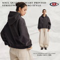 Unisex Fall/Winter Boxy Cropped Loose Fit Drop Shoulder Zip Fleece-Lined Hoodie