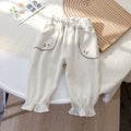 Girls' 3D Flower Lace Trim Joggers