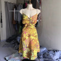 Old Money Style Printed Fitted Over-Knee A-Line Dress
