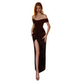 Women's Off-Shoulder Strapless Sequin Sexy Evening Gown Party