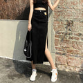 Summer Slimming Petite High Waist Slit Skirt + Long Skirt