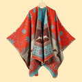 Women's Fall-Winter Ethnic Versatile Slit Plaid Shawl + Cape 2026 - Red