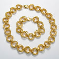 Overseas Dubai Coated 18K Gold Pair Band Spliced Chain Gold Bracelet Necklace 2-Piece Set Simple Hip-Hop Plain Chain