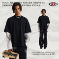 ARTIE Fall/Winter Wasteland Pure Cotton Spray-Dye Faux Layered Contrast T-Shirt