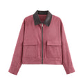 Women's Fall Casual Fashion Patchwork Jacket 2026 | Trendy Jacket - Lotus Pink