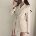 Women's Fall Korean Hong Kong Tie-Front Waist-Tie Blazer 2026 - Off White