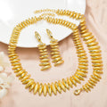 Middle East Copper Gold Plated Dubai Statement Jewelry Seed Chain Necklace Bracelet Set Earrings 3-Piece Set Bride Wedding Accessory