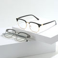 New Retro Browline Glasses Frame Men Formal Finish Item Prescription Glasses Women Fashionable Anti-Blue-Light Photochromic Plano