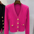 Women's Fall Fashion Elegant Knit V-Neck Hollow-Out Heavy Cardigan 2026 - Black