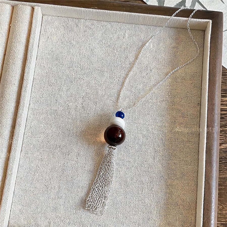 Korean Glass Pearl Pendant Necklace - view 8