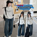 Girls' Half Zip Hoodie & Jeans Set - Fall