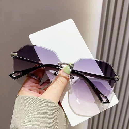 UV-Proof Makeup Face Sunglasses New Bare Face Rimless Women Light Luxury Fashionable Elegant Premium Gradient Sunglasses