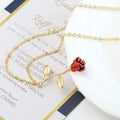 Western Simple Overseas Bestseller Romantic Valentine Rose Flower Necklace 3D Droplet Oil Red Flower Pendant Clavicle Chain