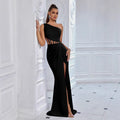 Women's One-Shoulder Patchwork Sexy Premium Socialite Evening Gown